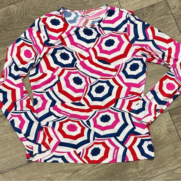 🌂 Lands' End Women's Umbrella Print Long Sleeve Cover-Up - Multicolor  🌂 - Picture 8 of 10